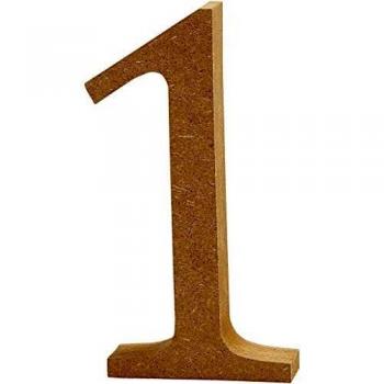 Número 1 de MDF, altura 13 cm, grosor 2 cm, pieza única
