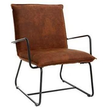 Sillón polipiel marrón con estructura de metal negra Mercy