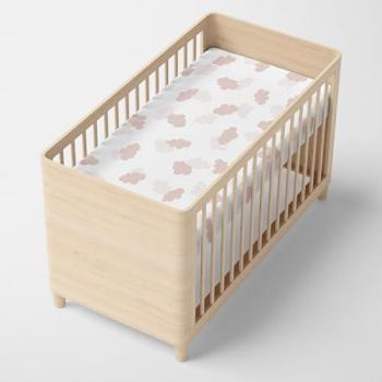 Sábana Bajera Básica para Cuna Kids Rosa Nubes 60x120 cm 100% Algodón Calidad 150