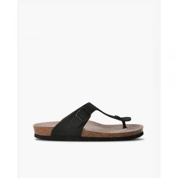 Sandalias Planas Unisex de Piel con Planta Anatómica Genuins - Modelo Oiled Negro 2024