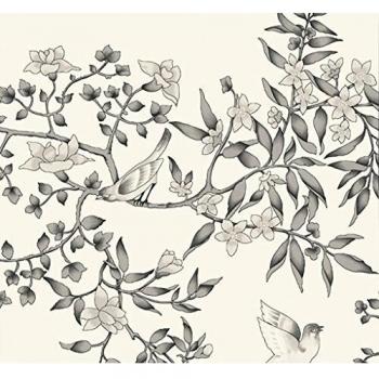 Equipo DRT Vivace - Papel pintado floral con pájaros, color blanco, 1 rollo