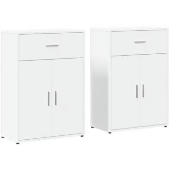 Aparador de Almacenamiento 2 uds Madera de Ingeniería Blanco 60x30x84 cm, Gabinete Aparador, Mueble para Pasillo, Buffet