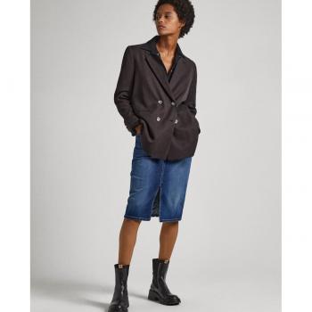 Pepe Jeans - Falda midi vaquera tiro alto de efecto desgastado