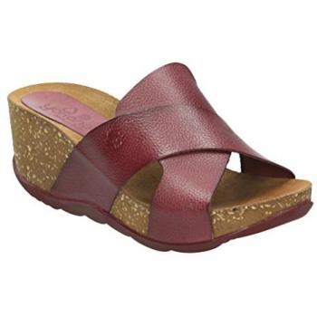 Sandalias de cuña Yokono para mujer de piel con cierre adherente Velcro, modelo MEY 003 marrón, altura de 5 a 8 cm, estilo casual