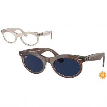 Ray-Ban RB2242 Wayfarer Oval Sunglasses, Color 1383DD, Unisex, Rotonda Grigio, Size 53
