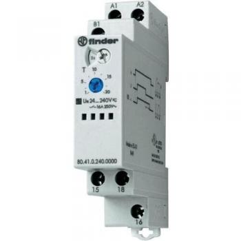 Finder 80.41.0.240.0000 - Timer Relay, Monofunction Modular Timer, SPDT-CO, 16A, 400VAC, Time Range: 0.1 to 86400 seconds, AC Voltage