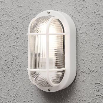 Aplique de exterior Konstsmide Elmas ovalado, blanco, plástico, toma E27, IP44