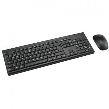 Kensington KM150 EQ - Conjunto de teclado y ratón inalámbricos full size QWERTY en español, 2.4 GHz, negro, con receptor USB y clic silencioso