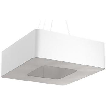 Lámpara Colgante Urano 60 Blanca E27, Plafón de Acero con Tela Blanca para 8 Bombillas, Longitud 112 cm
