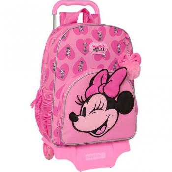 Mochila Safta con Carro Minnie Mouse Loving - 330x140x420 mm, 21L, Sistema de Sujeción SAFTA y Carro Resistente con Rueda de Goma