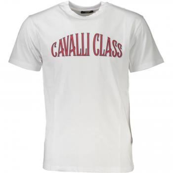 Cavalli Class Elegant White Print Tee with Classic Logo - XXL