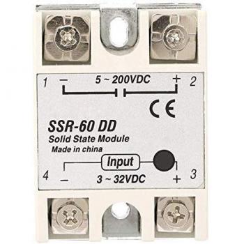 Fafeicy Relé de estado sólido SSR-60DD, DC-DC 60A 3-32VDC a 5-200VDC SSR, para equipos petroquímicos, maquinaria de alimentos, Anti-vibración