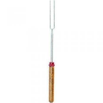 infactory Palo de parrilla: Pincho y tenedor de parrilla telescópica con mango de madera, extensible de 30 a 90 cm