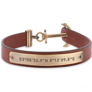 Pulsera Paul Hewitt Hombre con Ancla y Grabado de Coordenadas