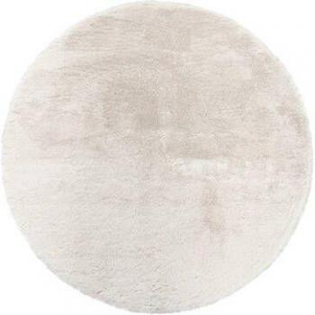 Alfombra de salón lavable de pieles de imitación suave, pelo largo, se puede lavar en la lavadora, suave felpa, color crema, diámetro 200 cm, forma redonda