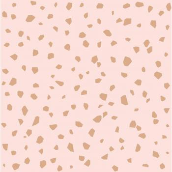 Papel Pintado Terrazzo Rosa Suave con Detalles en Oro Rosa - 0,53 x 10,05 m