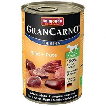 Animonda GranCarno Adult Comida Húmeda de Carne para Perros con Ternera y Pavo 400g