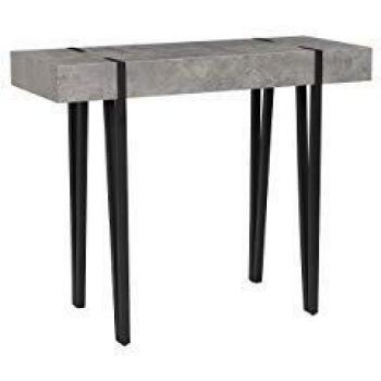 Consola Industrial Rectangular Adena 100x40 cm, Tablero Gris Claro y Patas de Metal Negro tipo Horquilla