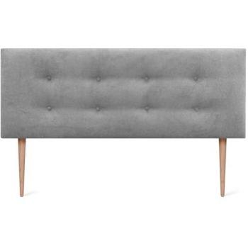 Cabecero Tapizado Aqualine de Polipiel o Tela con 2 Hileras de Botones y Patas (150x105cm, Gris)