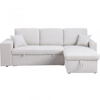 Sofá esquinero convertible/reversible de pana Axel - 3 plazas - Beige