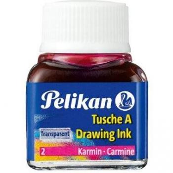 Pelikan 201517 - Tinta China 523-02, 10 ml en vidrio, se puede usar en papel, tarjetas de dibujo y películas opacas, rojo carmín