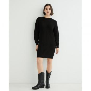 Noisy May - Vestido de punto con diseño ajustado, tejido suave y elástico, escote redondo, sin mangas y largo por la rodilla