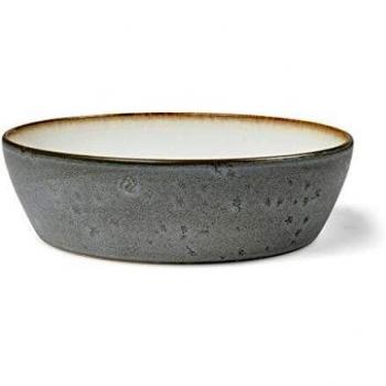 BITZ Cuenco sopero de cerámica, 18 cm de diámetro, color gris y crema