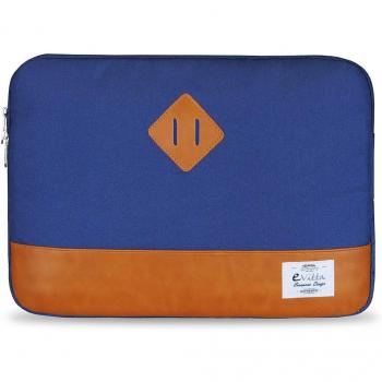e-Vitta Heritage Maletín para Portátil de 39,6 cm (15.6), Funda en Azul Marrón con Relleno de Espuma de Poliéster y Interior Afelpado