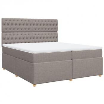 Cama box spring con colchón tela gris taupe 200x200 cm