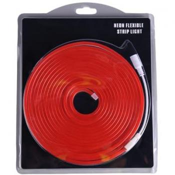 Tira de Luz LED Neón Flexible 12V 5m Color Rojo - Corte Cada 2,5cm, Ideal para Decoración Interior y Exterior