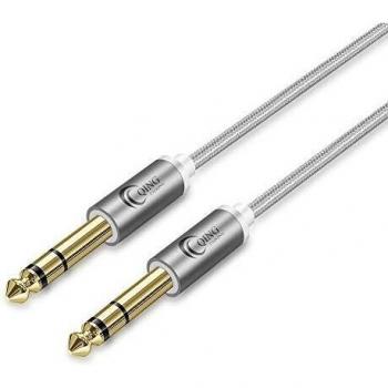 QING CAOQING Cable 6.35 de Audio Estéreo 1M, Nylon Trenzado 6.35 mm 1/4 Macho a Macho Jack TRS Instrumento de Guitarra Cable