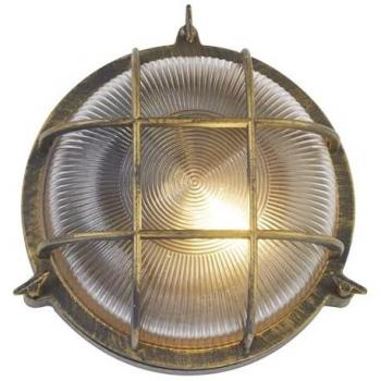Lámpara náutica Porto redondo Searchlight, aluminio negro y oro, IP44