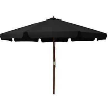vidaXL Garden Parasol with Wooden Pole 330 cm Black