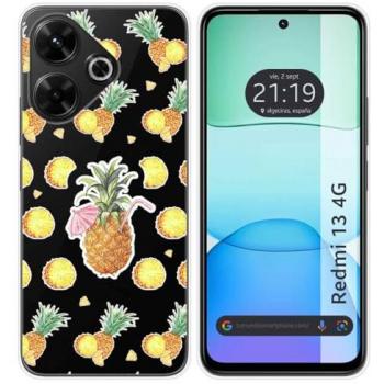 Funda Silicona Transparente Diseño Piña para Xiaomi Redmi 13 4G