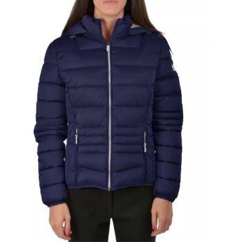 Yes Zee Blue Polyamide Jacket - Women's Down Jacket, Blue, Size L, Drawstring Hood, Zip Closure