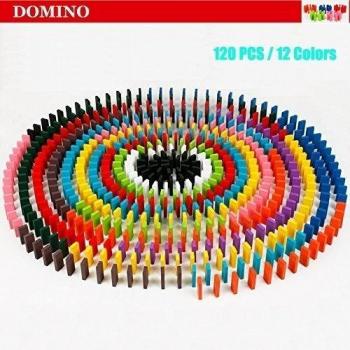 Rubility® 120PCS/PACK Dominó Arco Iris de Colores Bloques de Construcción de Madera Para la Primera Infancia Juguetes Educativos de Lactantes y Niños Pequeños