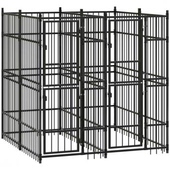 vidaXL Outdoor Dog Kennel Steel 3.69 m²