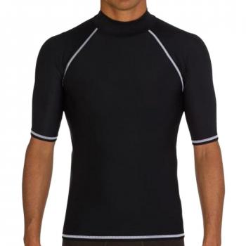Camiseta unisex para hombres y mujeres, protección UV, surf, natación, buceo, neopreno, manga corta, protección contra erupción, mujer hombre, color negro, tamaño large