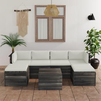 Sofá del jardín 7 Pcs de madera maciza de pino con cojines sólidos
