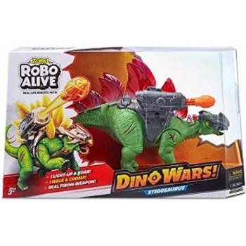 Robo Alive Dino Wars Stegosaurus Acorazado Electrónico con Movimiento, Disparador de Proyectiles, Luces y Sonidos, 37x23x11cm (Zuru - 7131)