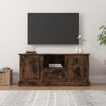 Mueble para TV de madera contrachapada en color roble ahumado, dimensiones 100x35,5x45 cm, ideal para salón o sala de estar