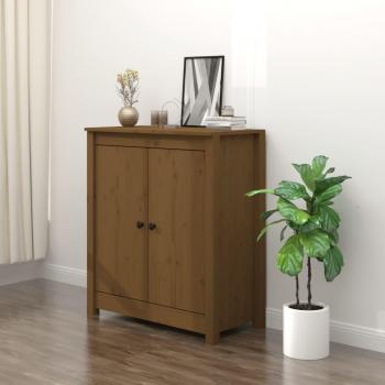 Aparador de madera maciza de pino 70x35x80 cm con 2 puertas, mueble de almacenaje para salón, buffet moderno, armario auxiliar y armario de almacenamiento en color marrón miel