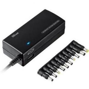 Trust 18097 - Plug&Go Adaptador de corriente para notebook con puerto de carga USB, 125W