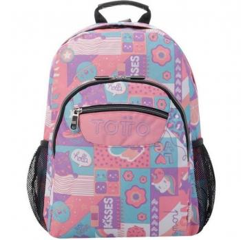 Mochila Escolar Totto Acuareles Adaptable a Carro con Diseño de Helados y Frutas Multicolor