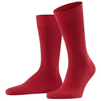 Falke Sensitive London Men's Socks - Scarlet Red, Size UK 6-8, Eco-friendly Cotton with Comfort Cuff