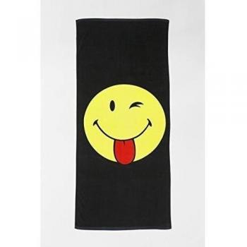 Toalla Smiley, alta calidad, toalla de mano, toalla de playa, strandlaken, schwarz Smiley Zunge, 180 x 80