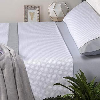 Mora - Juego de sábanas 100% Algodón G59. Cama 90 cm. Gris