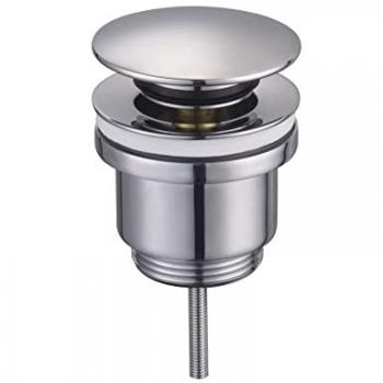 Válvula Click-Clack Cromada para Lavabo y Bidé con Rebose, Rosca 1 1/4, Tapón Corto de 63mm