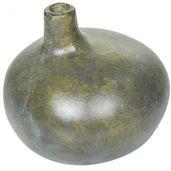 Jarrón Decorativo de Terracota Gris y Dorado 18 cm Hecho a Mano con Efecto Desgastado