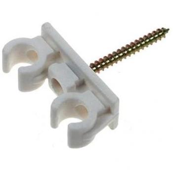 Grapa Clip Doble Blanca con Tornillo 5 uds Ø 22 mm